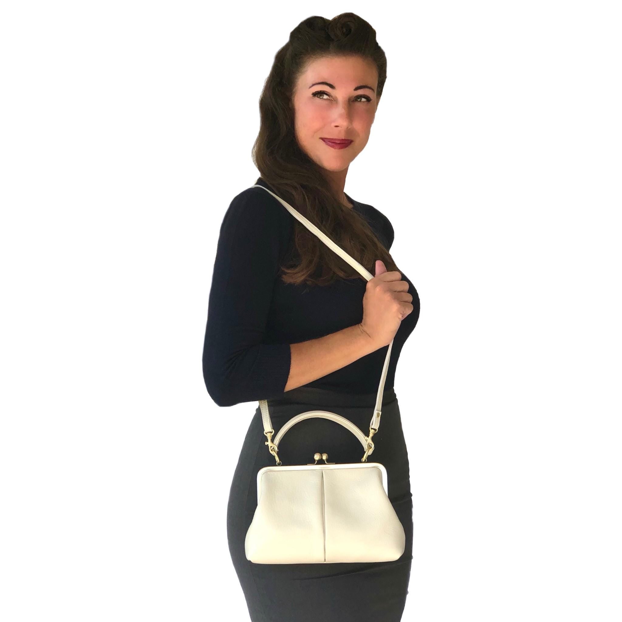 Small beige ladies bag - shoulder bag & top handle bag