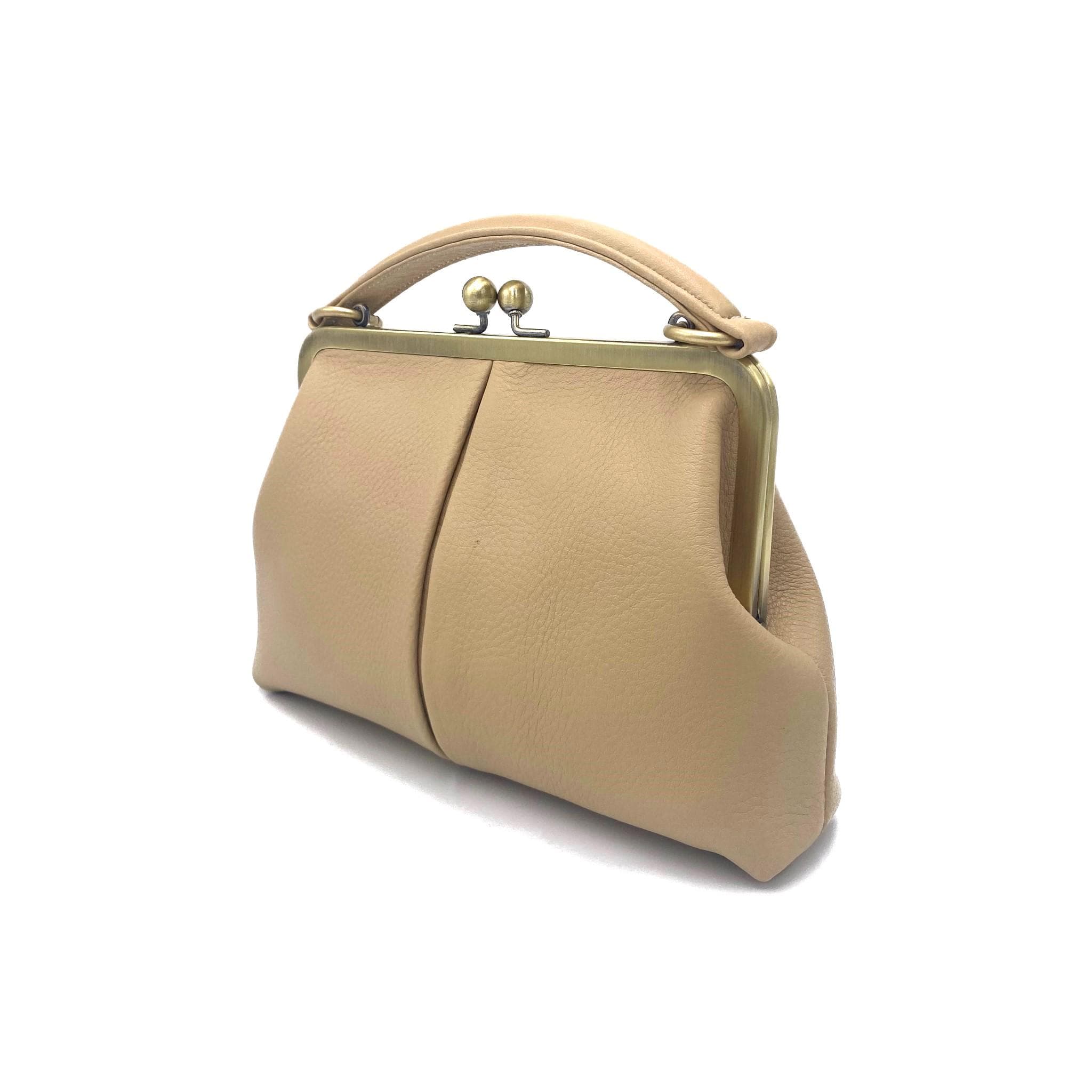 Small beige ladies bag - shoulder bag & top handle bag