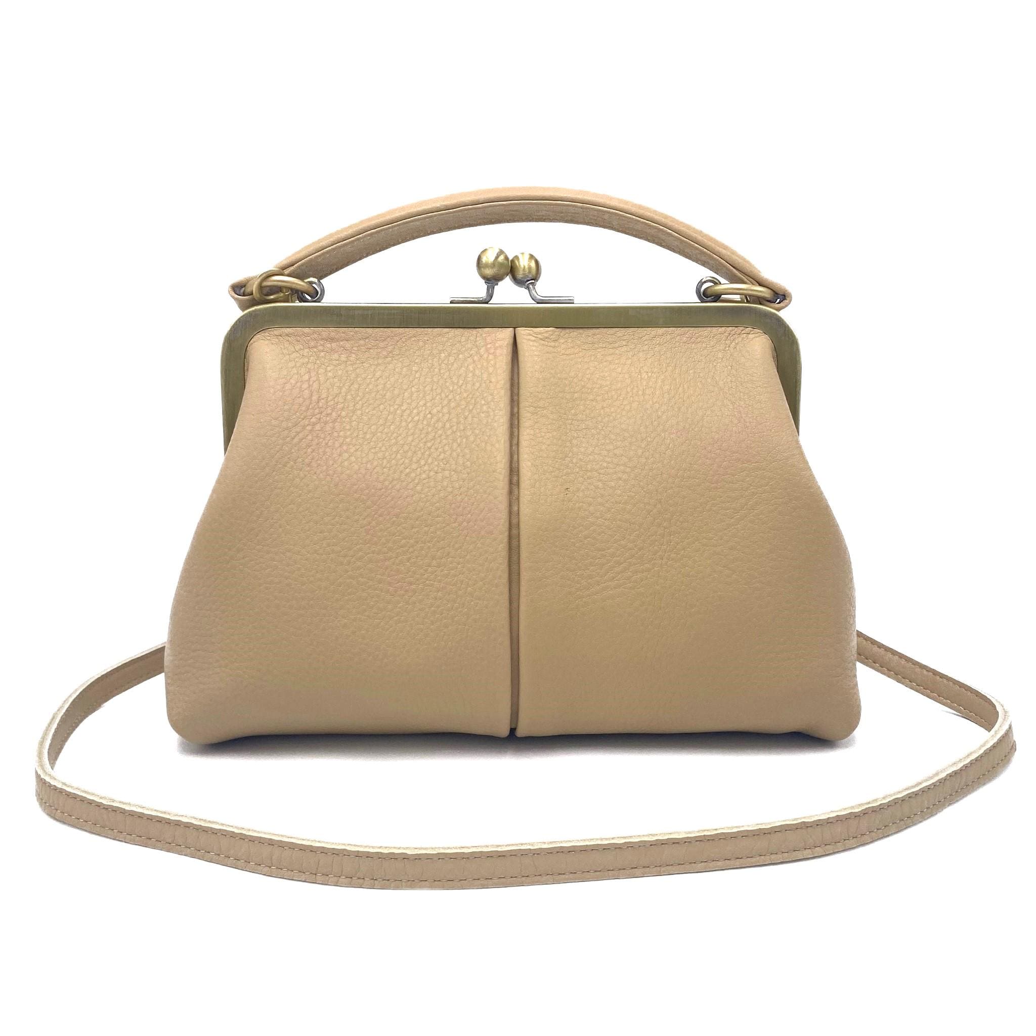 Small beige ladies bag - shoulder bag & top handle bag