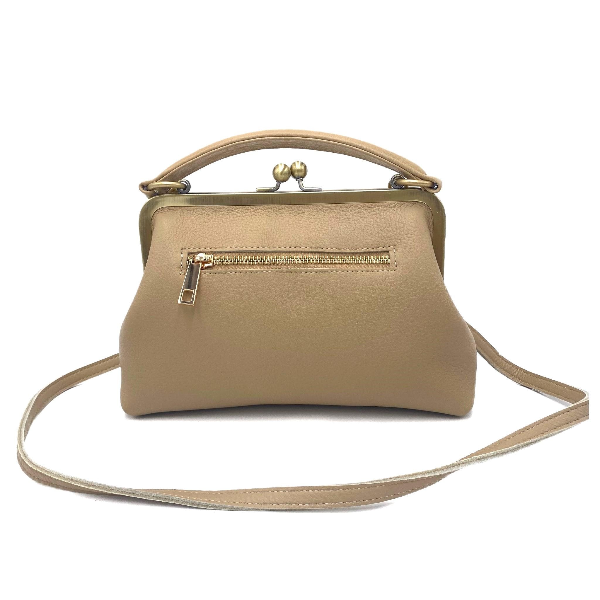 Small beige ladies bag - shoulder bag & top handle bag