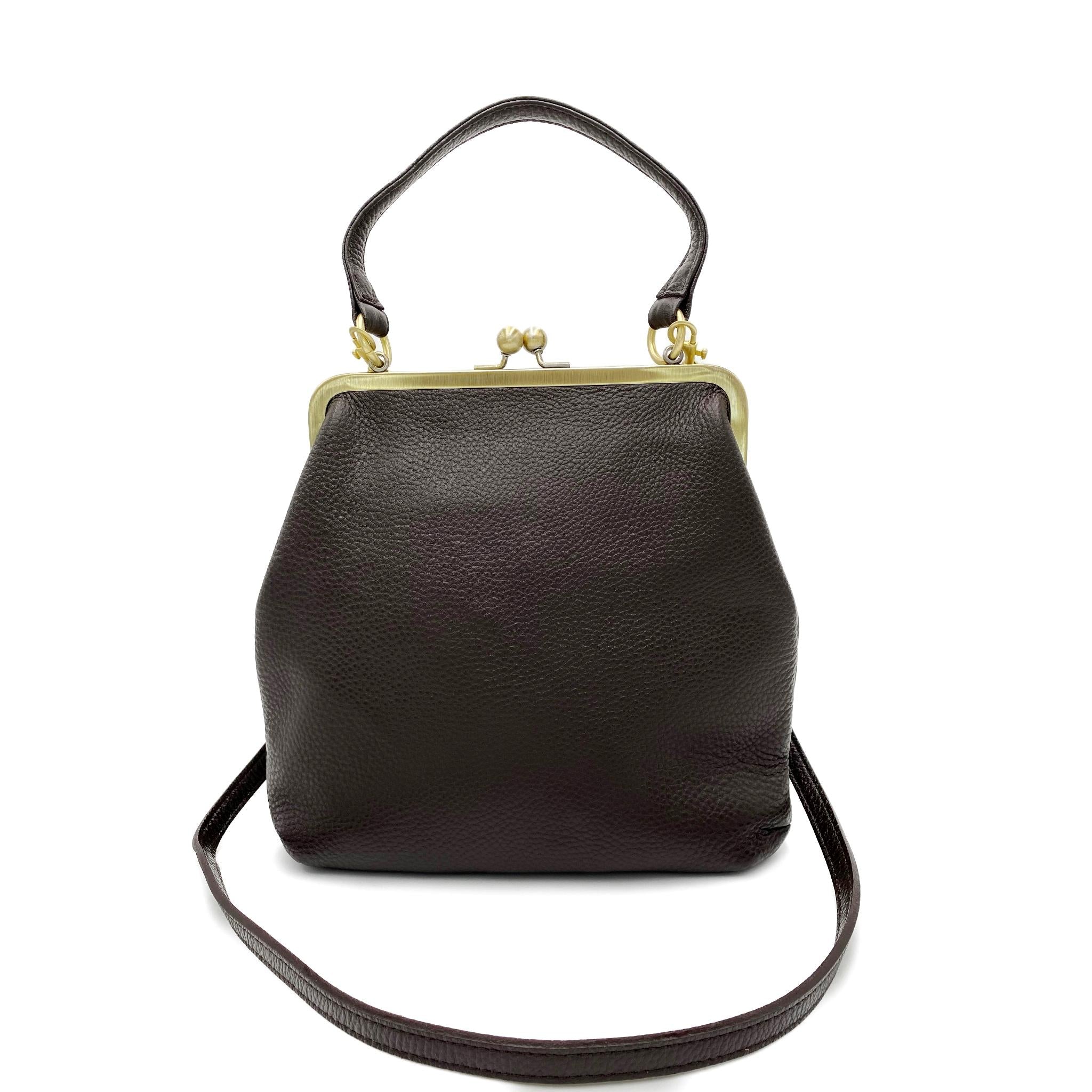 Ladies Leather Purse "Zoe" - Vintage Crossbody and Handle Bag in Gold