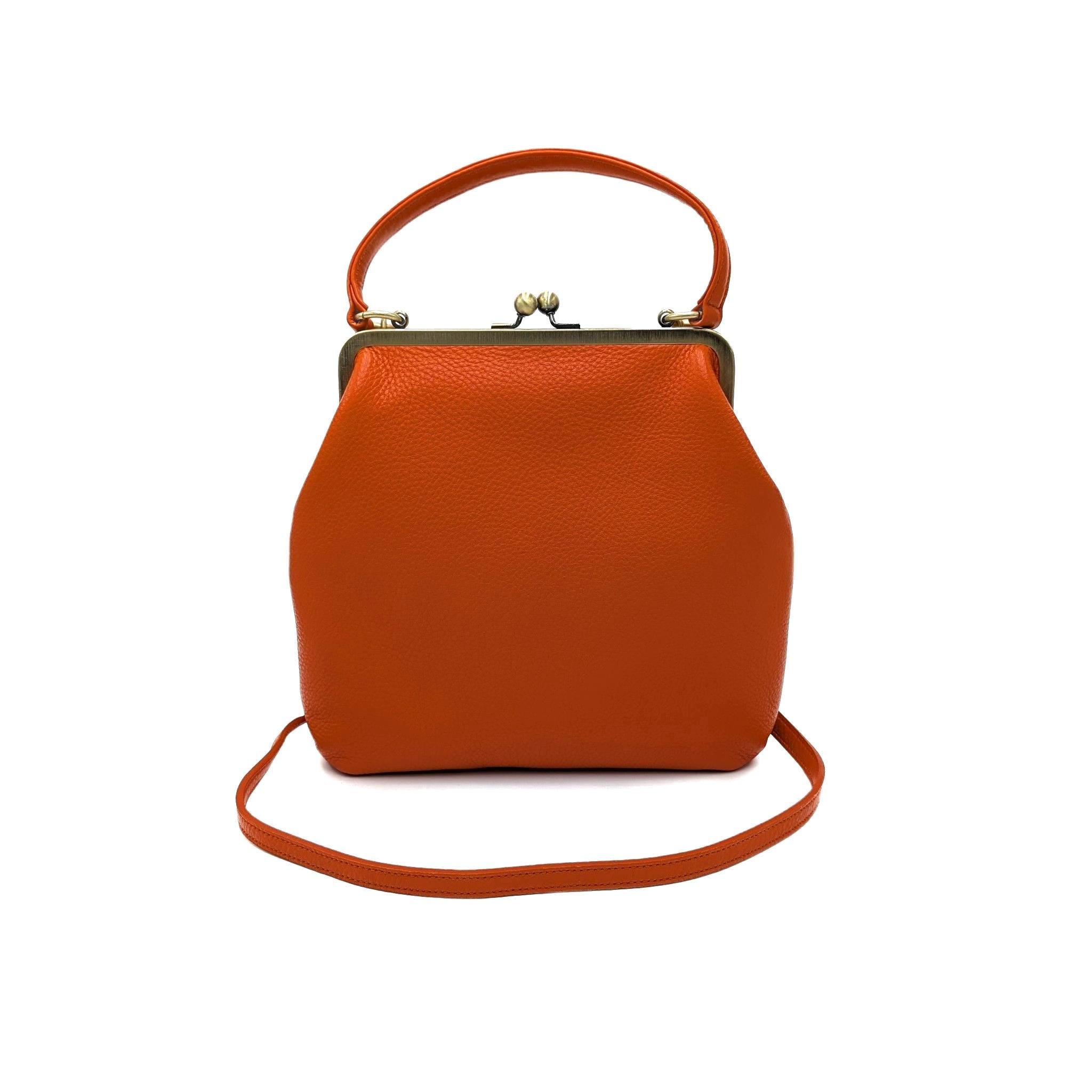 Ladies Leather Purse "Zoe" - Vintage Crossbody and Handle Bag in Gold