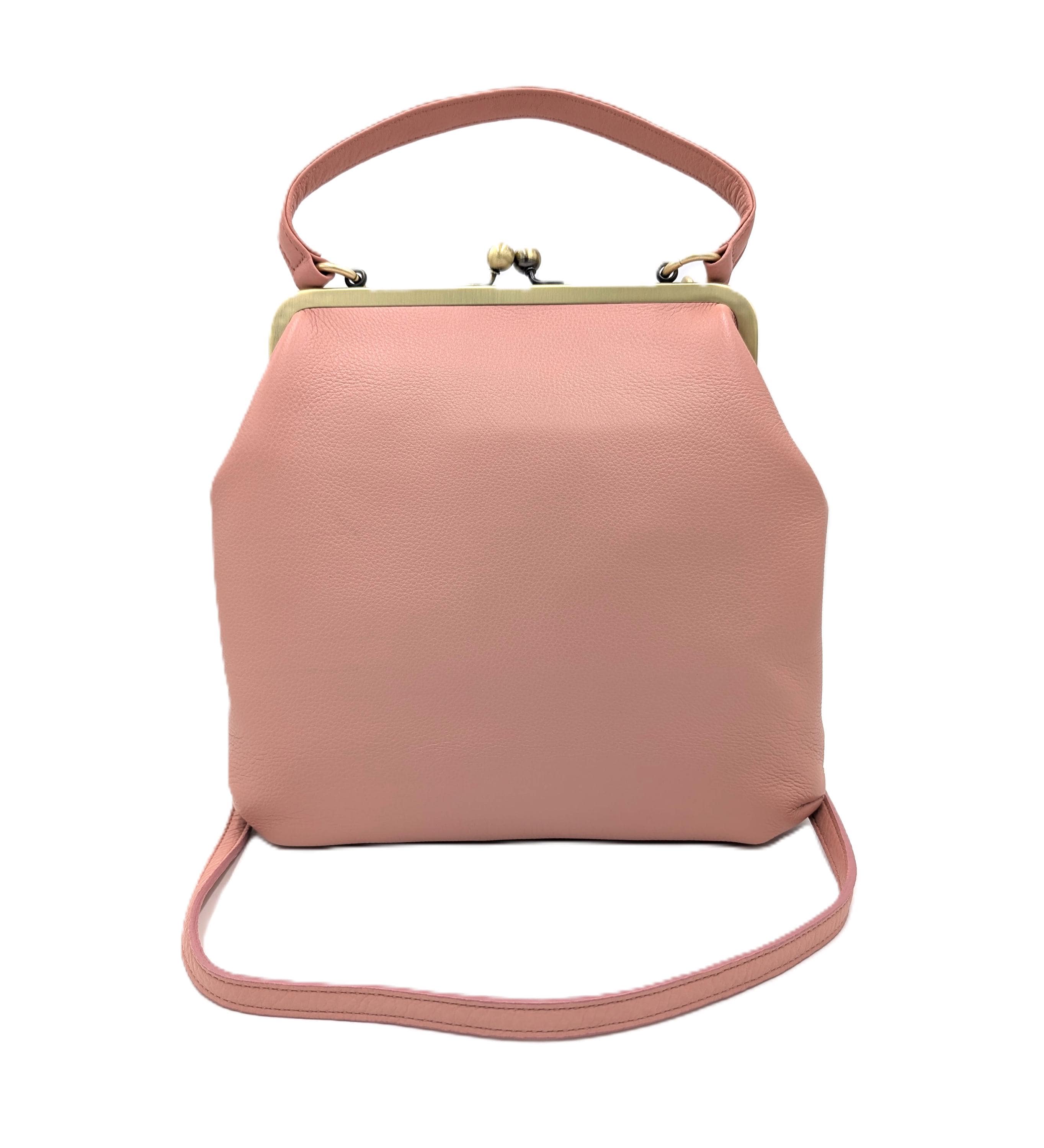 Ivory White Leather Handbag Zoe – Women’s Crossbody Bag with Handle and Kiss Lock