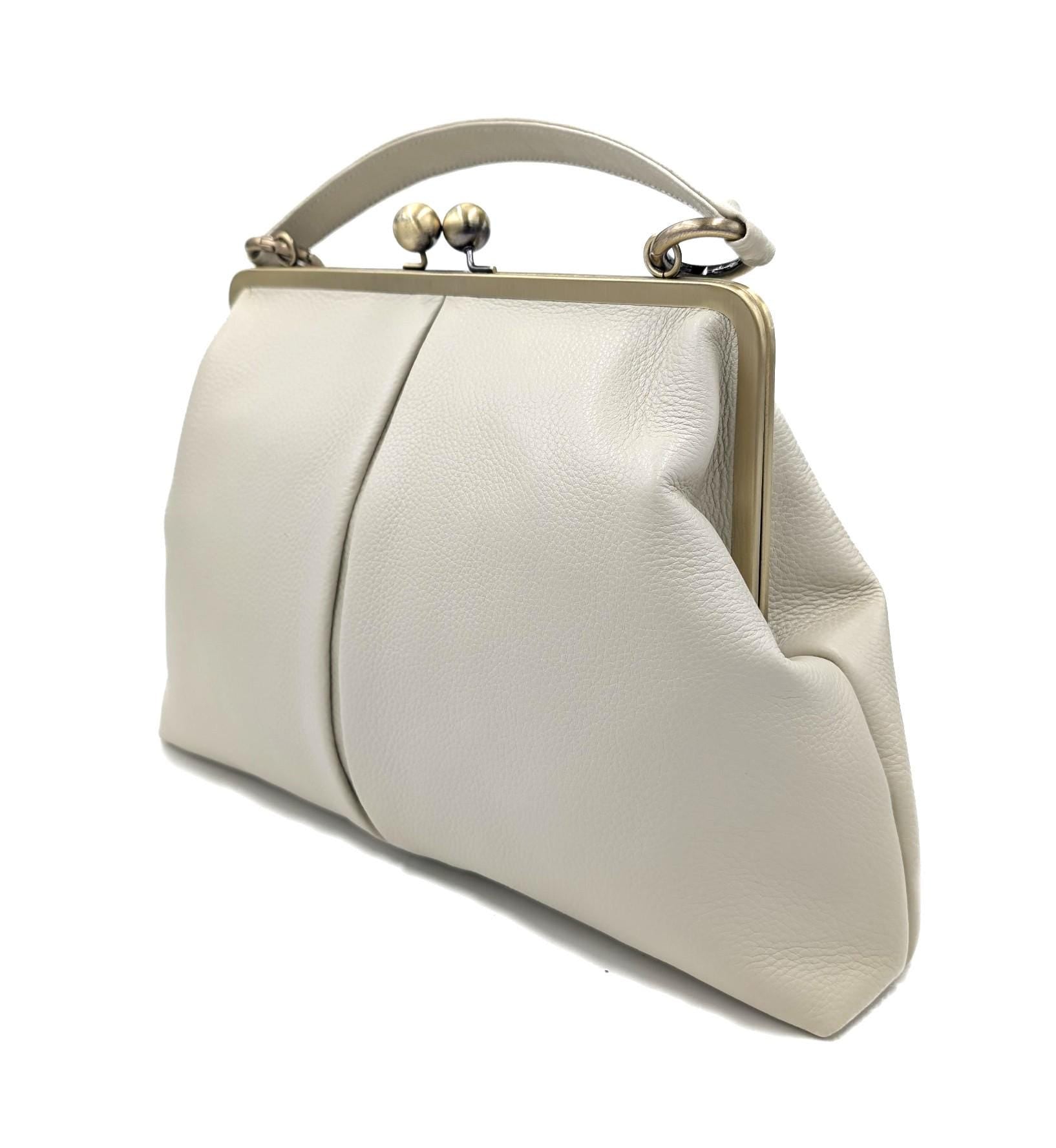 Retro Top Handle & Shoulder Bag in Leather – “Large Olive” Vintage Handbag, Elegant and Versatile Purse