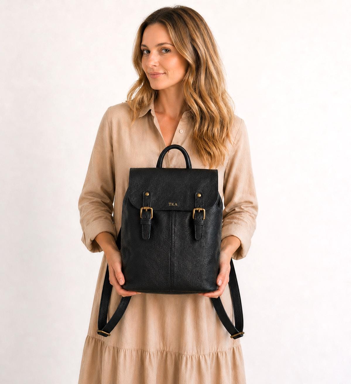 Personalized Leather Backpack for Women, Large Backpack "Billie", Vintage City Backpack, Custom Name Bag, Elegant Everyday Backpack
