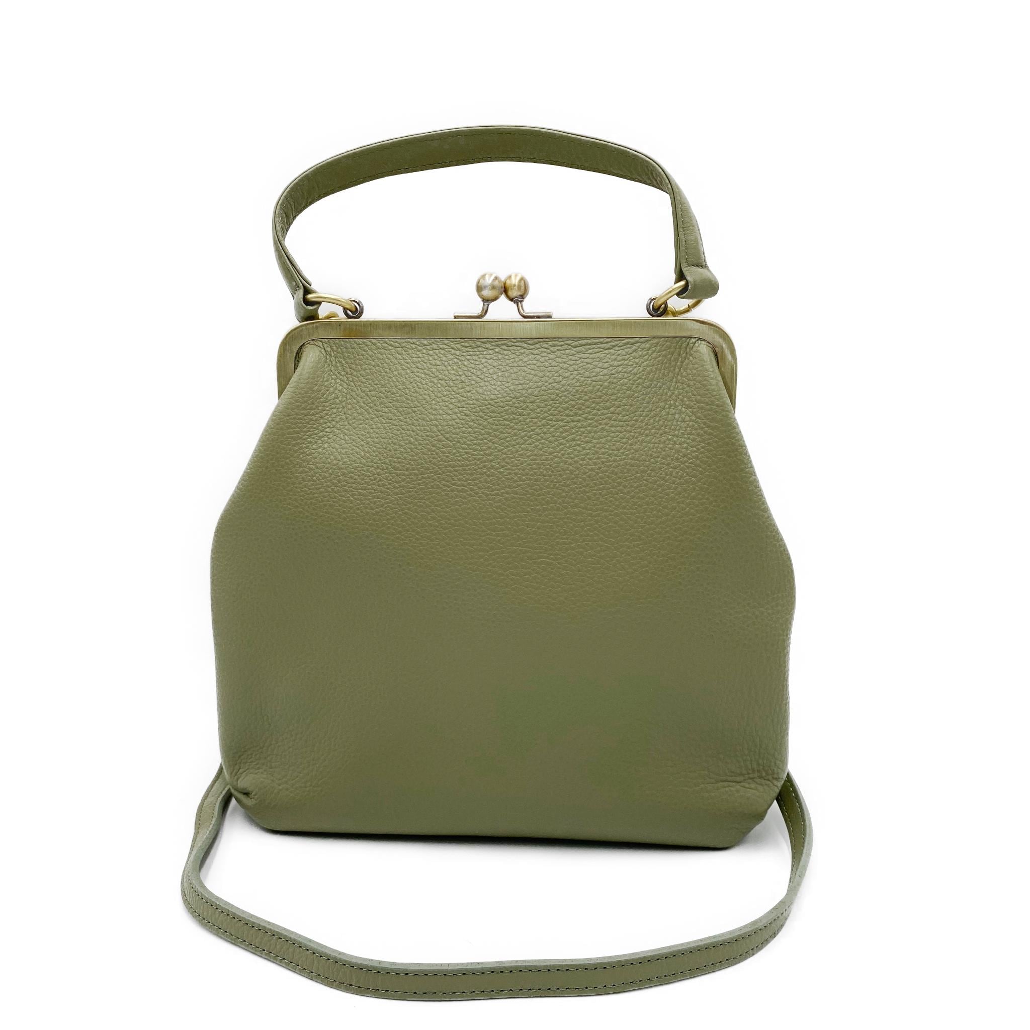 Ladies Leather Purse "Zoe" - Vintage Crossbody and Handle Bag in Gold
