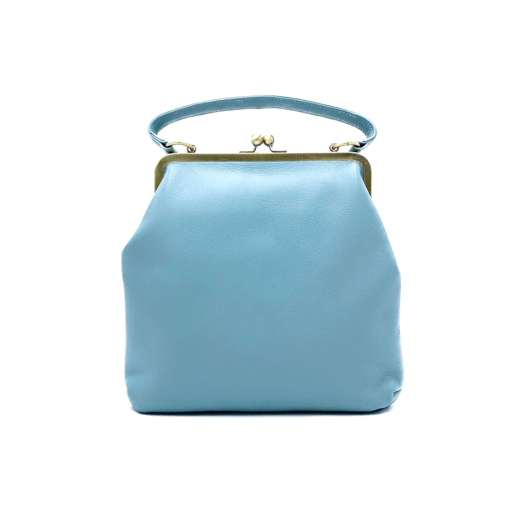 Ivory White Leather Handbag Zoe – Women’s Crossbody Bag with Handle and Kiss Lock