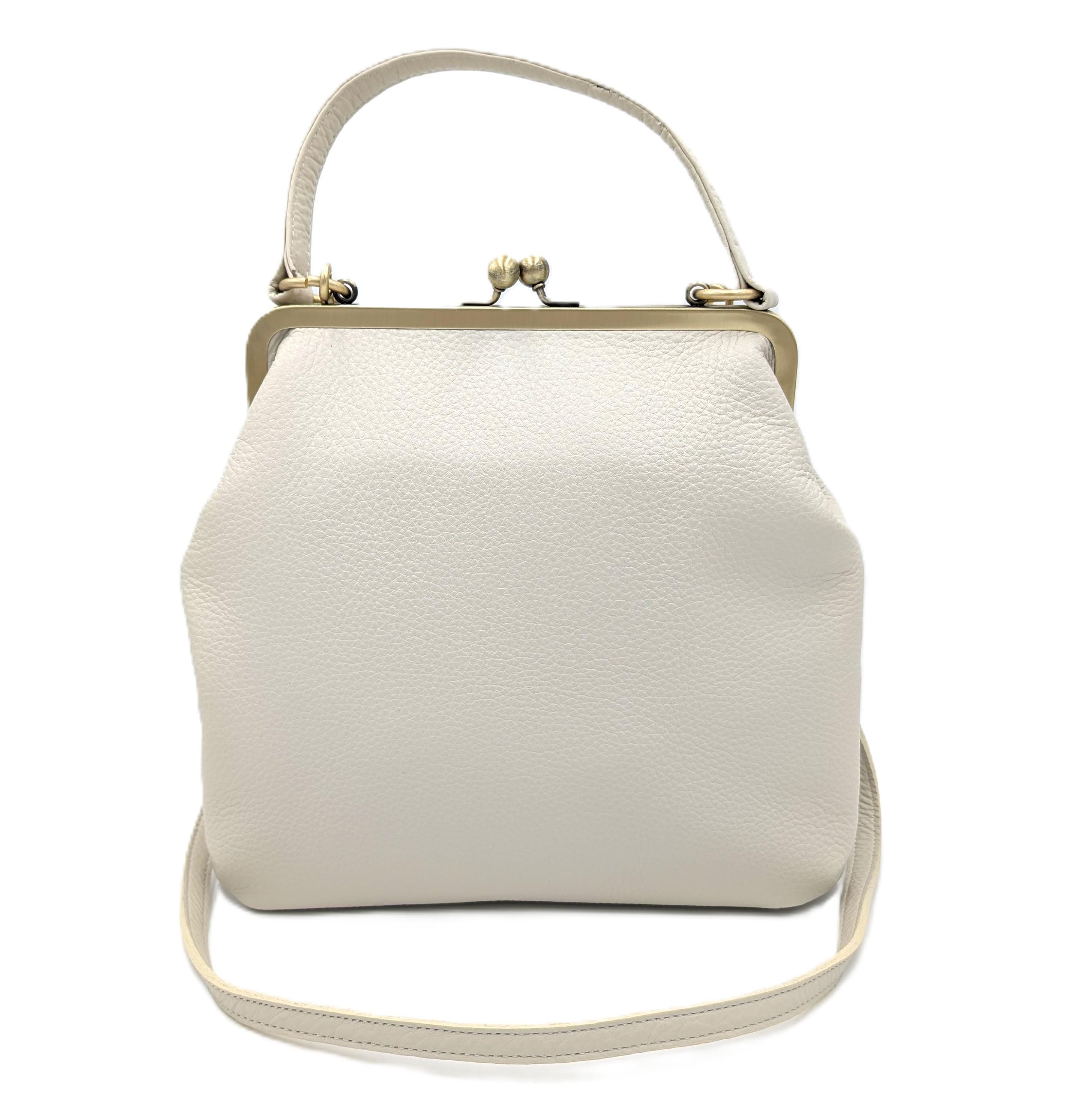 Retro Handbag for Women Pink Leather Crossbody Bag – Zoe Shoulder and Top Handle Bag with Kiss Lock