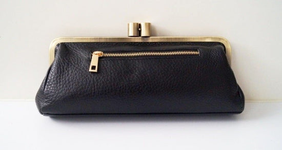 Leather handbag clutch Victoria in black vintage ladies bag leathe