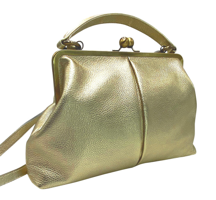 Leder Handtasche Damen "Große Olive" in gold, Schultertasche und Henkeltasche - Taschenkinder.de