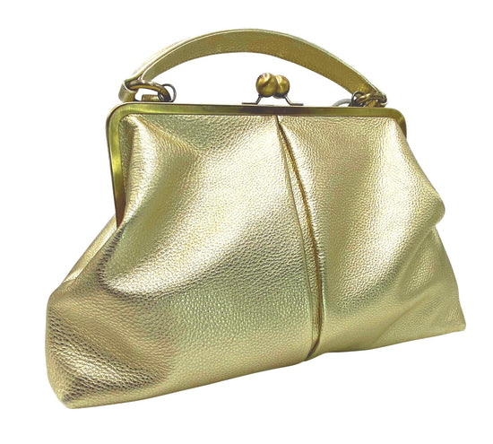 Leder Handtasche Damen "Große Olive" in gold, Schultertasche und Henkeltasche - Taschenkinder.de