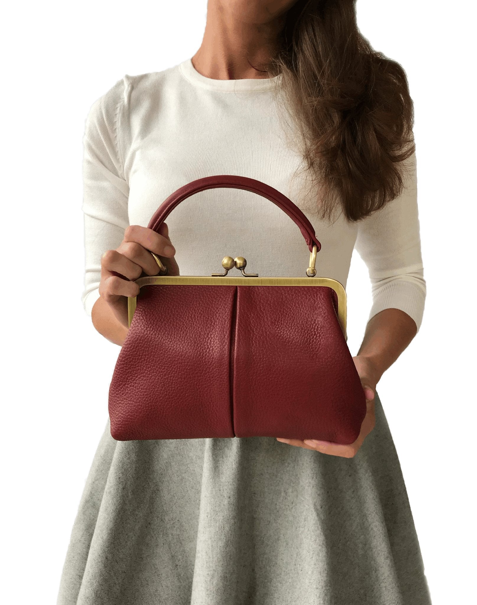 Damen Handtasche Weinrote Handtasche Henkeltasche Tasche Weinrot