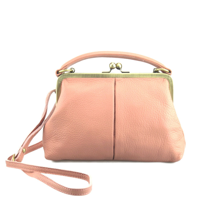 Leder Handtasche Damen - Kleine Olive in Rosa - Umhängetasche, Henkeltasche - Retro Vintage Stil - Taschenkinder.de