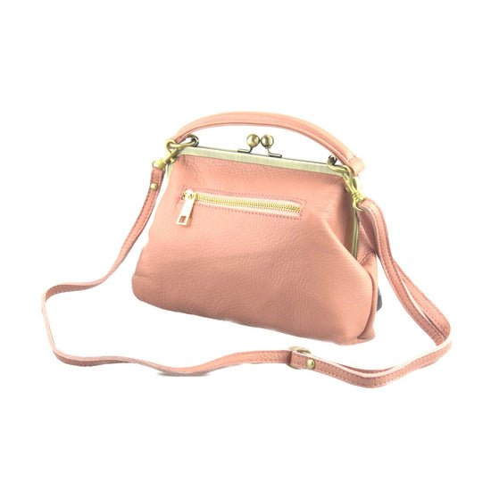 Leder Handtasche Damen - Kleine Olive in Rosa - Umhängetasche, Henkeltasche - Retro Vintage Stil - Taschenkinder.de