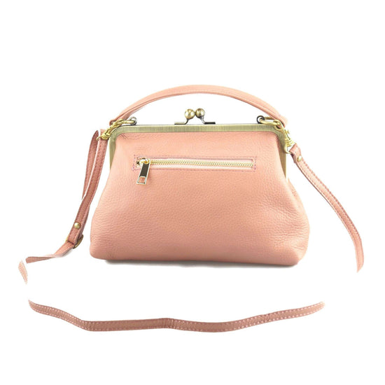 Leder Handtasche Damen - Kleine Olive in Rosa - Umhängetasche, Henkeltasche - Retro Vintage Stil - Taschenkinder.de