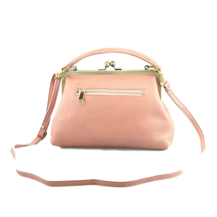 Leder Handtasche Damen - Kleine Olive in Rosa - Umhängetasche, Henkeltasche - Retro Vintage Stil - Taschenkinder.de