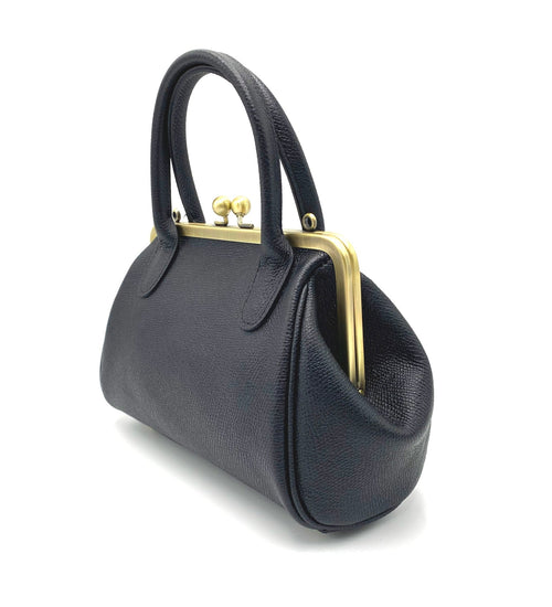 Leder Handtasche, Damen Ledertasche "Kleine Aurelie" in schwarz, Leder Henkeltasche, Leder Schultertasche, Vintage Handtasche, Retro - Taschenkinder.de