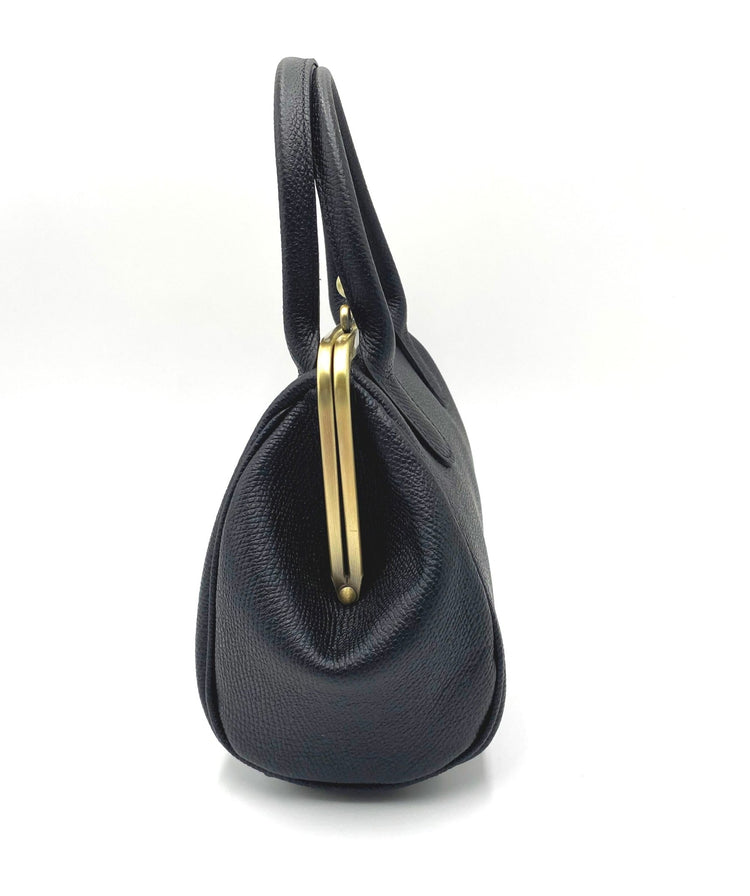 Leder Handtasche, Damen Ledertasche "Kleine Aurelie" in schwarz, Leder Henkeltasche, Leder Schultertasche, Vintage Handtasche, Retro - Taschenkinder.de