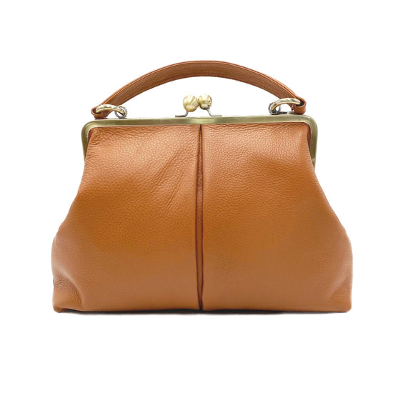 Leder Tasche Damen, Handtasche " große Olive" in cognac braun - Taschenkinder.de