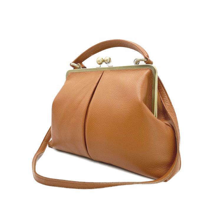 Leder Tasche Damen, Handtasche " große Olive" in cognac braun - Taschenkinder.de