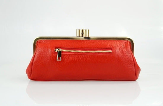 Ledertasche "Victoria" in rot, Vintage Leder Tasche, Leder Handtasche, Leder Schultertasche, Leder Clutch, Abendtasche, Klippverschluss - Taschenkinder.de