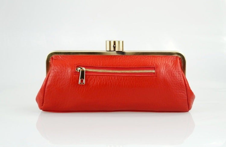 Ledertasche "Victoria" in rot, Vintage Leder Tasche, Leder Handtasche, Leder Schultertasche, Leder Clutch, Abendtasche, Klippverschluss - Taschenkinder.de