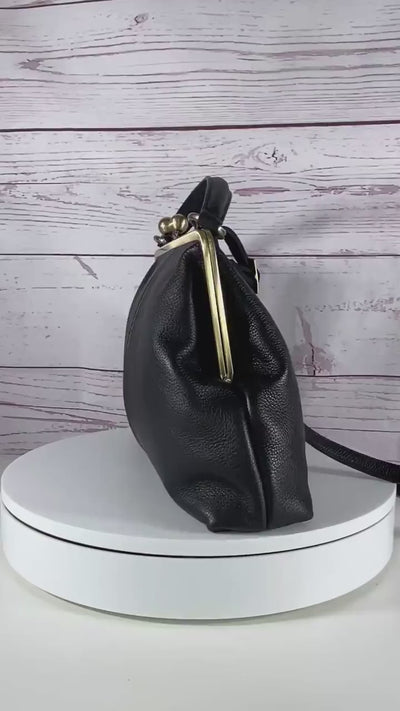 Large Handbag Black- Top Handle & Shoulder Bag - Versatile Leather Purse