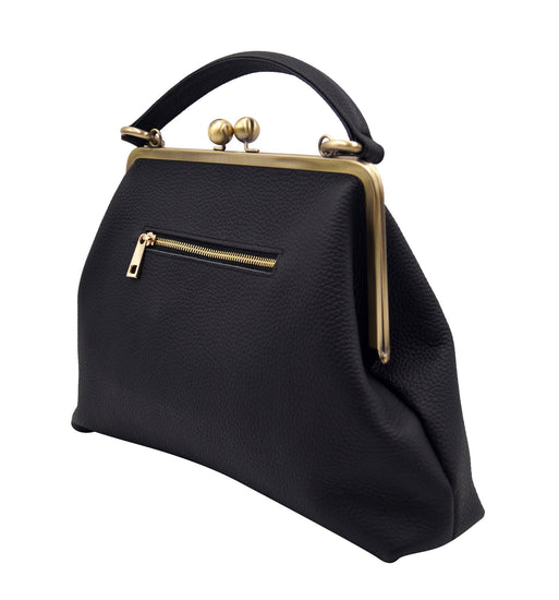 Retro handle bag leather handbag Olivia in black leather bag hand