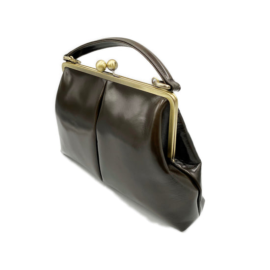 Retro Handtasche Damen, Ledertasche "Olive" in dunkelgrün, Bügeltasche, Henkeltasche, Schultertasche, Umhängetasche, im Vintage Stil, Leder - Taschenkinder.de