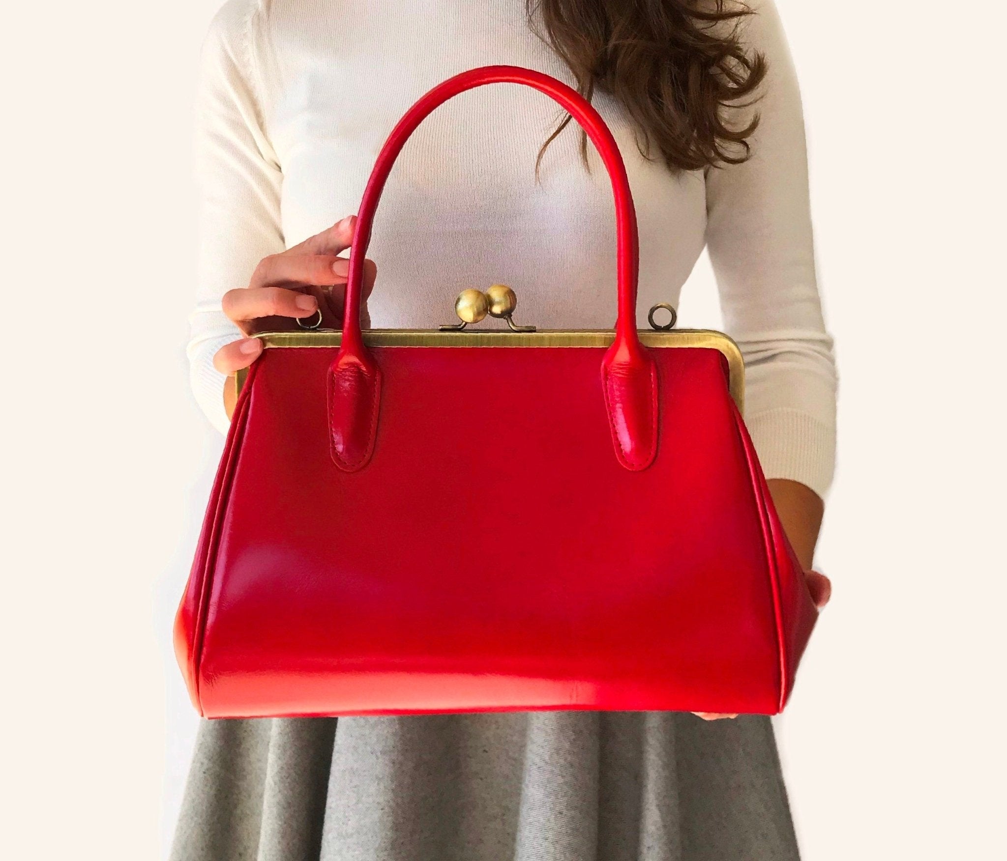 Leder Handtasche "Sophie" in Rot – Taschenkinder