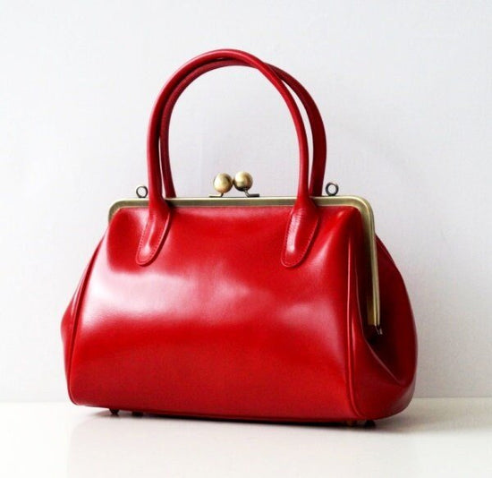 Retro leather bag for women retro strap bag Sophie in red vintage