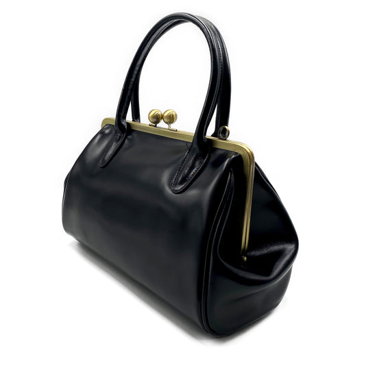 Retro Ledertasche Damen, Retro Bügeltasche "Sophie" in schwarz, Vintage Ledertasche, Henkeltasche, Schultertasche - Taschenkinder.de