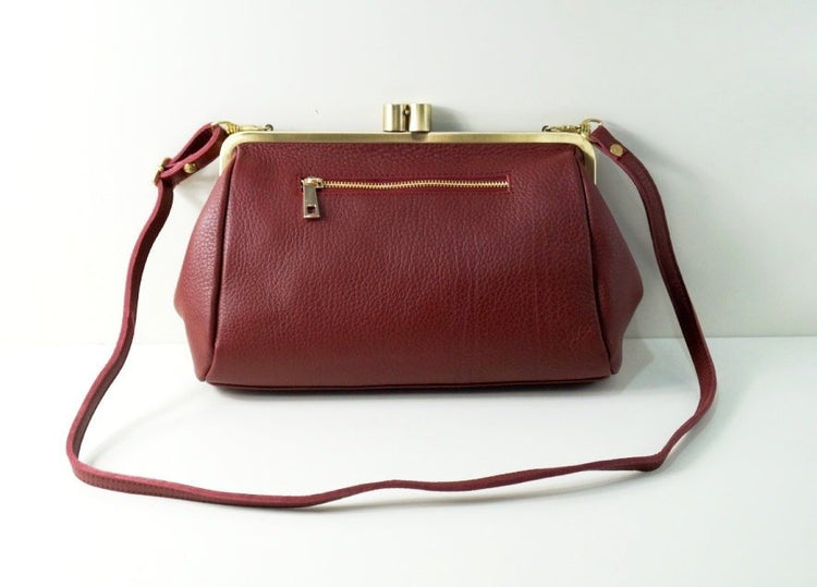 Vintage Leder Handtasche / Clutch Dakota in dunkelrot, Vintage, Damen, Ledertasche, Henkeltasche, Handtasche, Schultertasche, echt leder - Taschenkinder.de