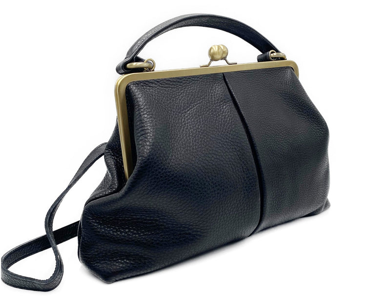 Leder Handtasche, Damen Handtasche " große Olive" in schwarz , Ledertasche, Henkeltasche, Umhängetasche, Schultertasche, Vintage