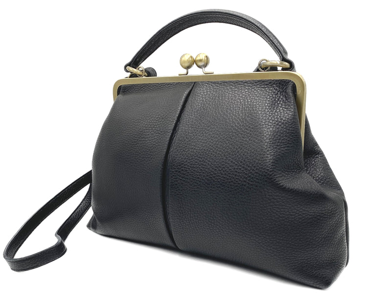 Leder Handtasche, Damen Handtasche " große Olive" in schwarz , Ledertasche, Henkeltasche, Umhängetasche, Schultertasche, Vintage