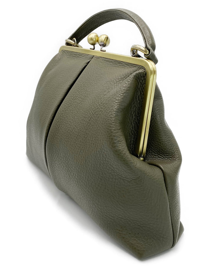 Große Handtasche, Umhängetasche, Schultertasche " große Olive" in dunkelgrün