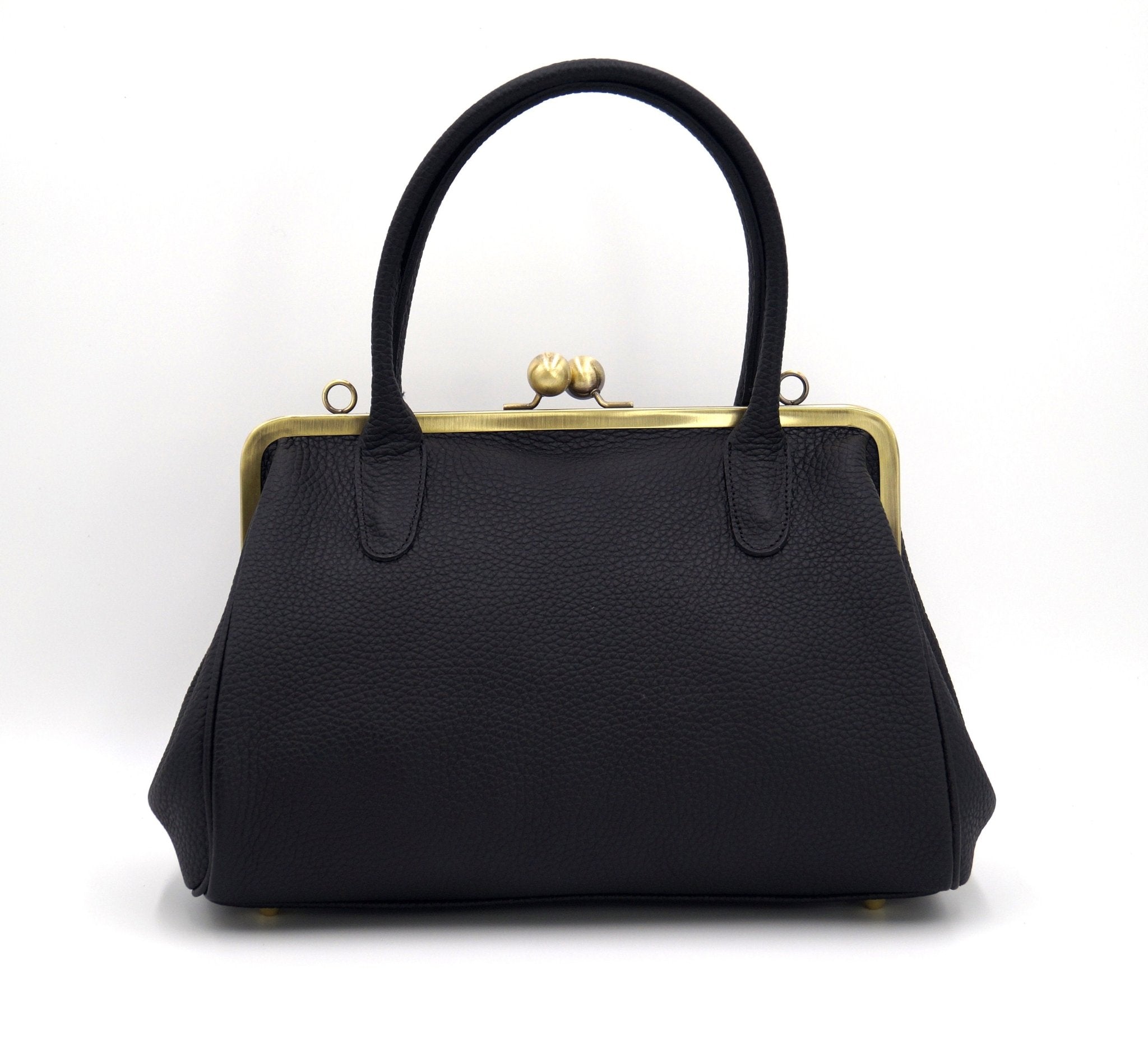 Damen Handtasche, Leder Handtasche "Marie" in schwarz, Bügeltasche, Leder Henkeltasche, Leder Schultertasche, Vintage Stil - Taschenkinder