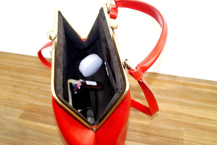 Retro Handtasche Damen, Bügeltasche "Olive" in rot, Ledertasche, Leder Henkeltasche, Leder Umhängetasche, Leder Schultertasche, Vintage Stil