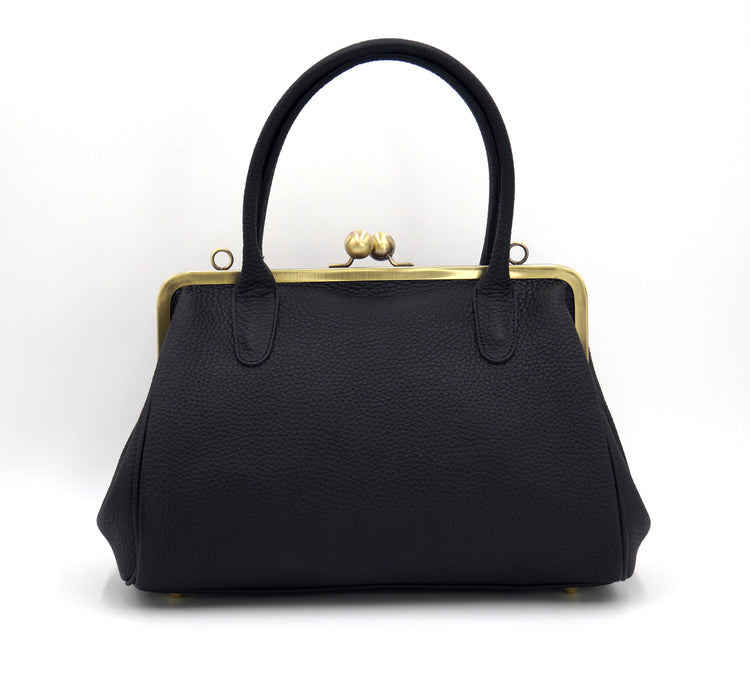 Damen Handtasche, Leder Handtasche "Marie" in schwarz, Bügeltasche, Leder Henkeltasche, Leder Schultertasche, Vintage Stil
