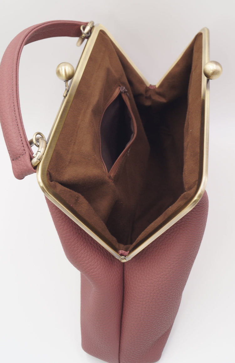 Retro Bügeltasche, Leder Handtasche "Olivia" in lila, Ledertasche, Henkeltasche, Schultertasche, Umhängetasche, im Vintage Stil