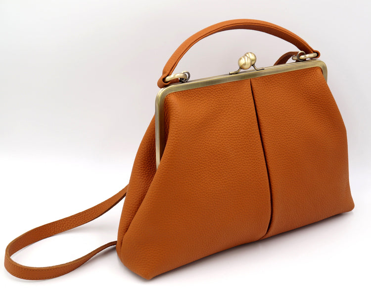 Retro Bügeltasche, Leder Handtasche "Olivia" in braun, Ledertasche, Henkeltasche, Schultertasche, Umhängetasche, im Vintage Stil