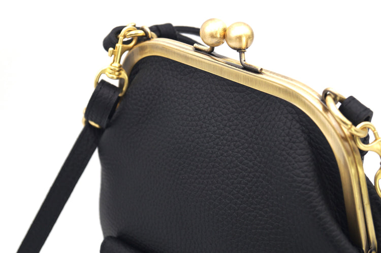 Leder Handtasche Retro, Bügeltasche "Grace" in schwarz, Damentasche, Ledertasche, Leder Umhängetasche, Bügelverschluss