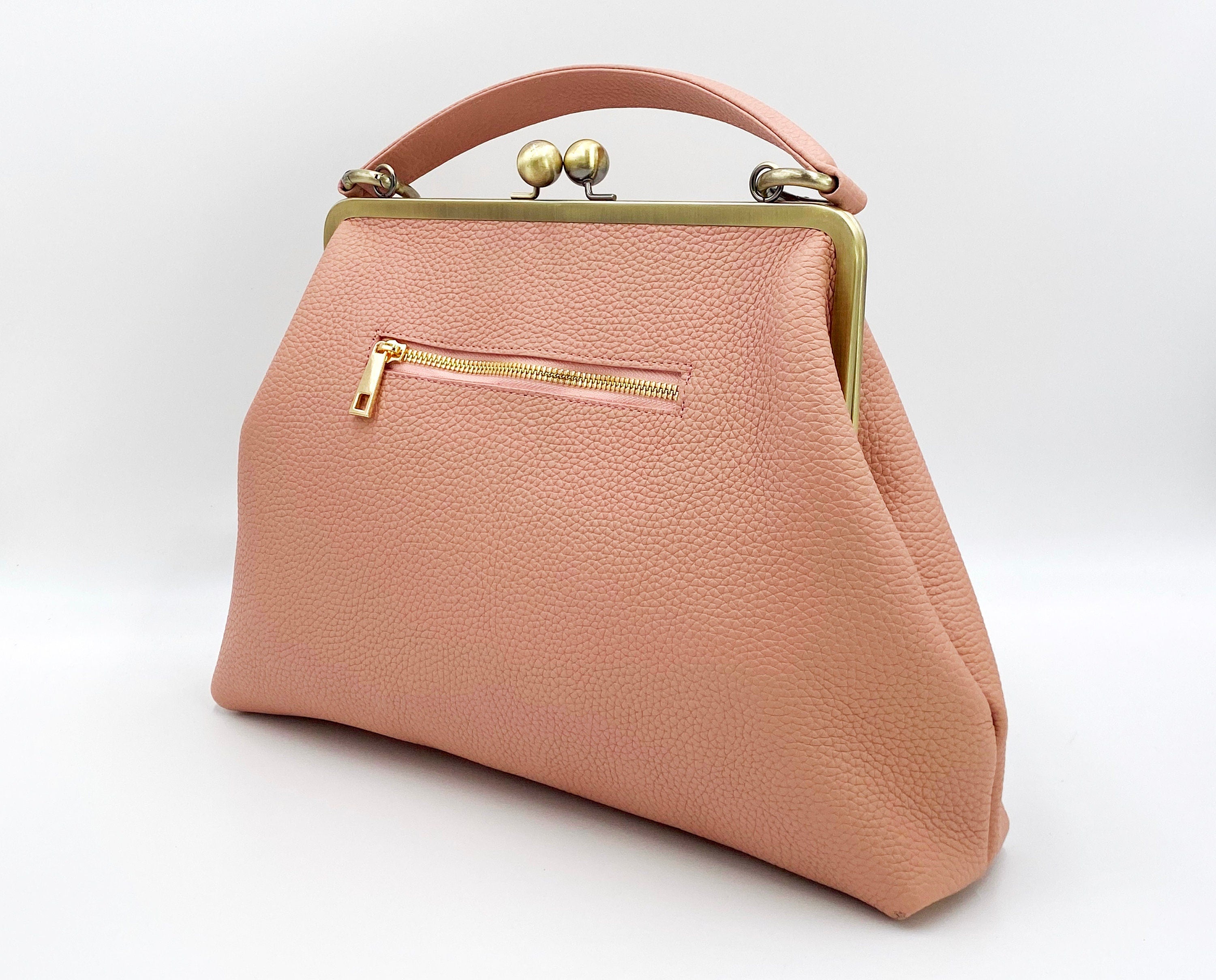 Retro Bügeltasche, Leder Handtasche "Olivia" in rosa, Ledertasche, Henkeltasche, Schultertasche, Umhängetasche, im Vintage Stil