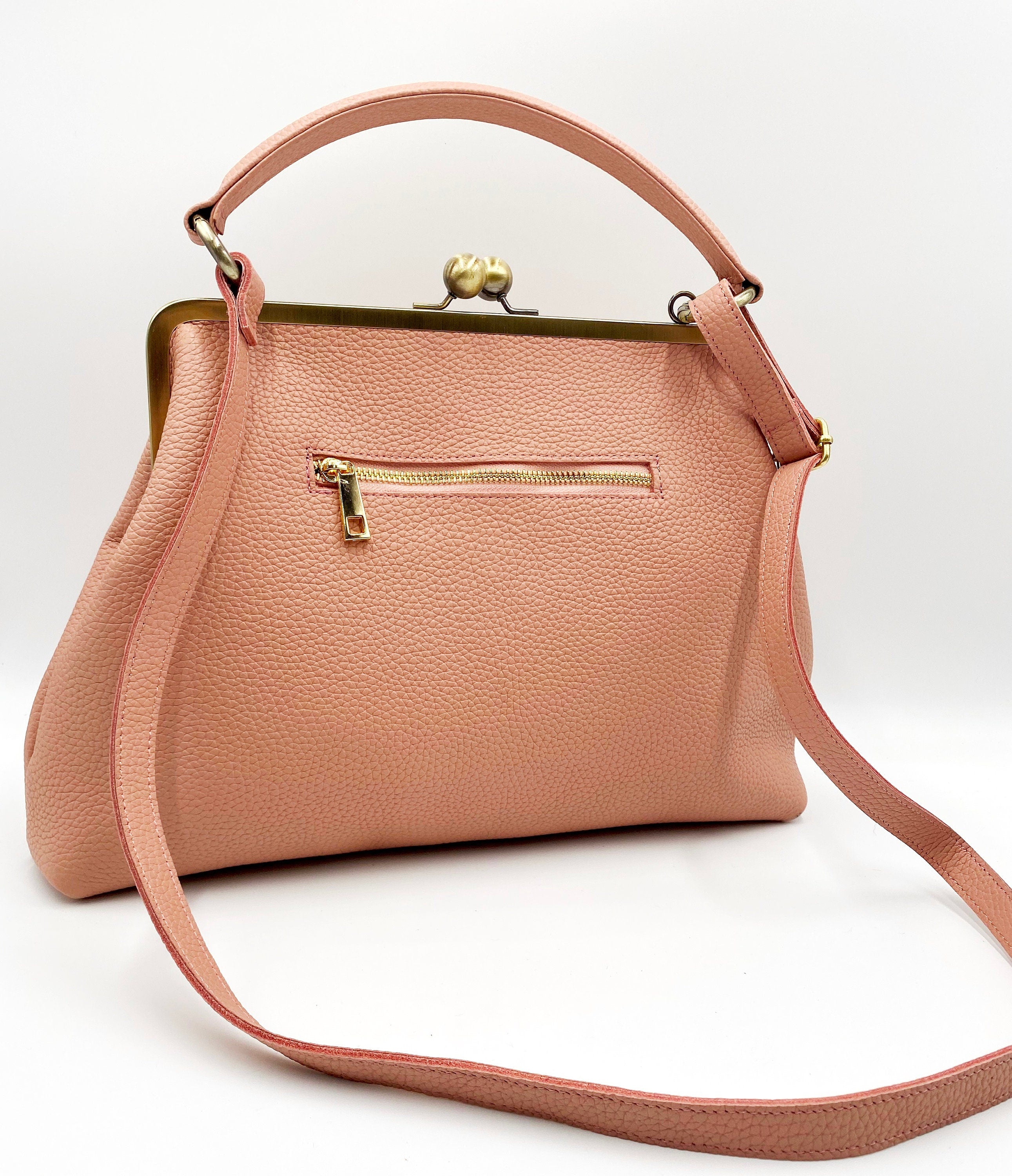 Retro Bügeltasche, Leder Handtasche "Olivia" in rosa, Ledertasche, Henkeltasche, Schultertasche, Umhängetasche, im Vintage Stil