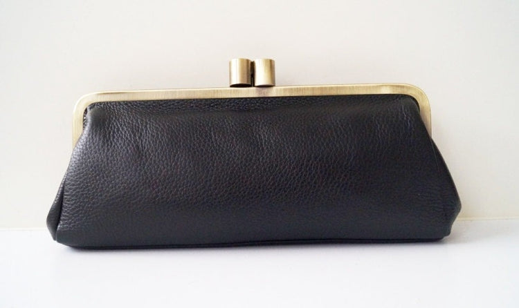 Leder Handtasche / Clutch Victoria in schwarz, Vintage Damen Tasche, Ledertasche, Henkeltasche, Handtasche, Schultertasche, echt leder