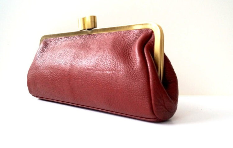 Leder Handtasche / Clutch Victoria in wein rot, Vintage Damen Tasche, Ledertasche, Henkeltasche, Handtasche, Schultertasche, echt leder
