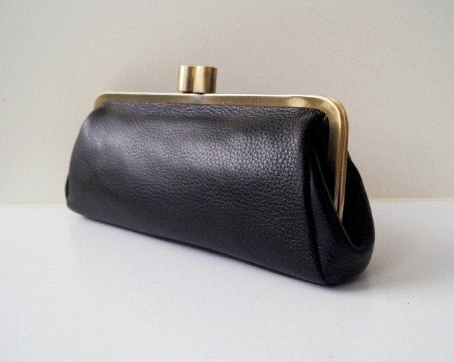 Leder Handtasche / Clutch Victoria in schwarz, Vintage Damen Tasche, Ledertasche, Henkeltasche, Handtasche, Schultertasche, echt leder